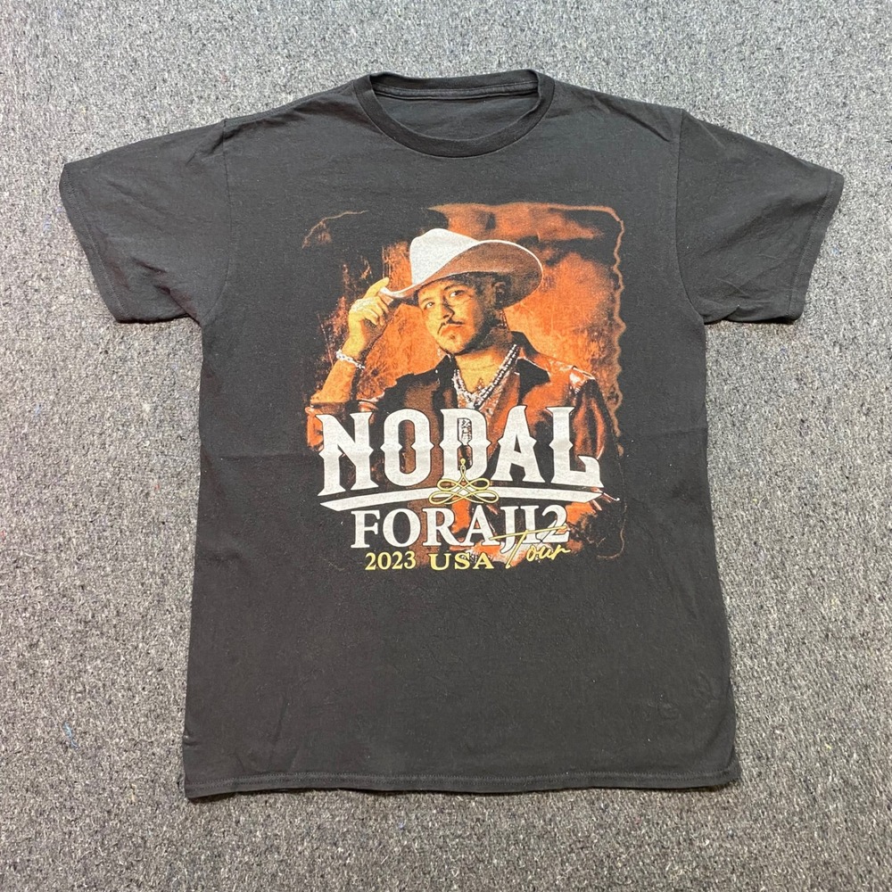 Christian Nodal Forajido 2023 USA Tour Shirt Sz M Mens Black Concert Graphic Tee